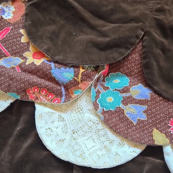 Boho Scalloped Layered Velvet Skirt in Brown - Picture 12 of 12